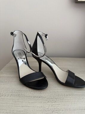 Michael Kors Black Leather Open-Toe Ankle-Strap Heels